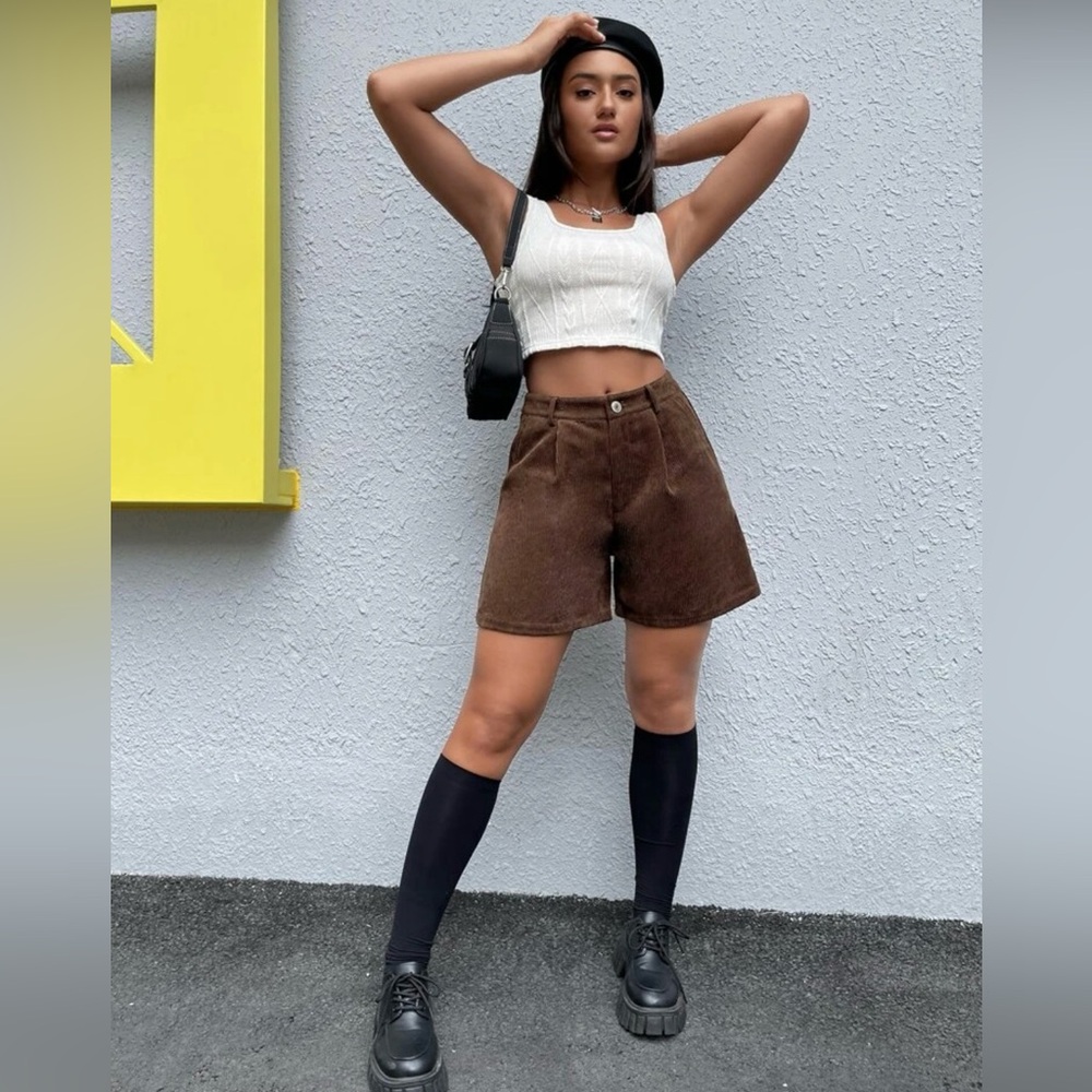 SHEIN brown corduroy shorts 
Size small